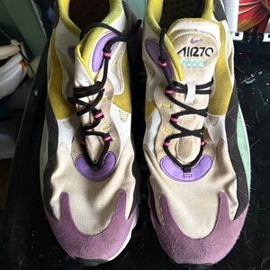 Nike Air Max 270 React in Purple, Yellow, and Cream